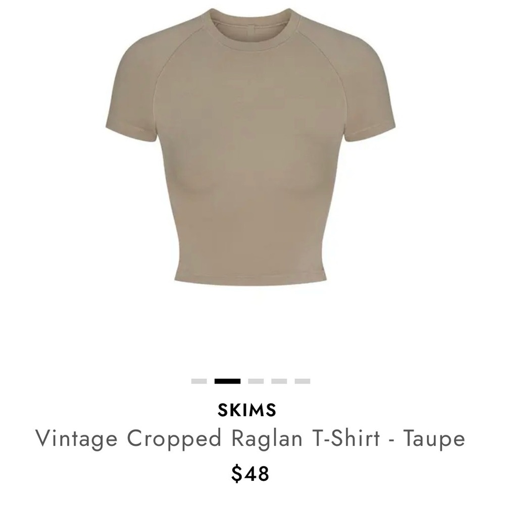 SKIMS Vintage Raglan Tee Cropped Shirt in Taupe (Green/Tan). Size Large NWT